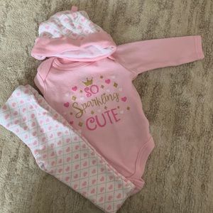 Baby girl outfit with matching hat